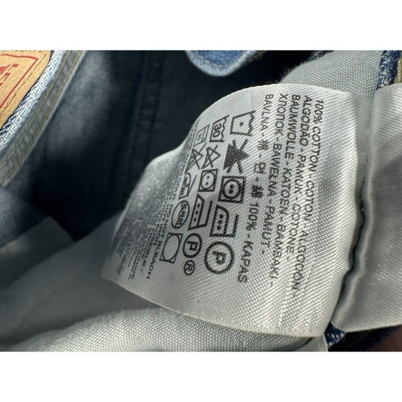 Levi’s Low Pro Straight Medium Wash Blue Denim Jeans Women Size 26 Distressed - Picture 3 of 6